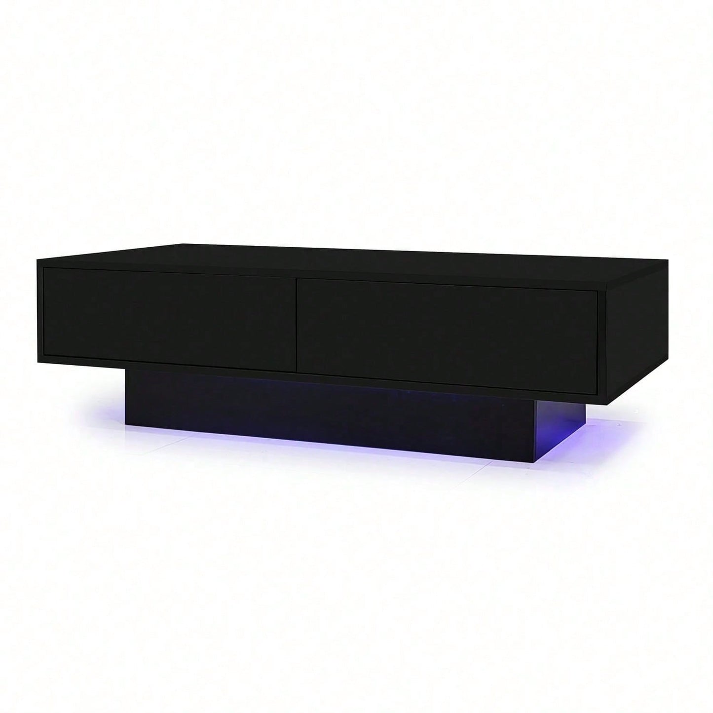 Moderner schwarzer Hochglanz-Couchtisch, 115 x 55 x 34 cm, mit 2 Schubladen, LED-Beleuchtung und 30 kg Belastbarkeit - Eleganter Wohnzimmer-Couchtisch