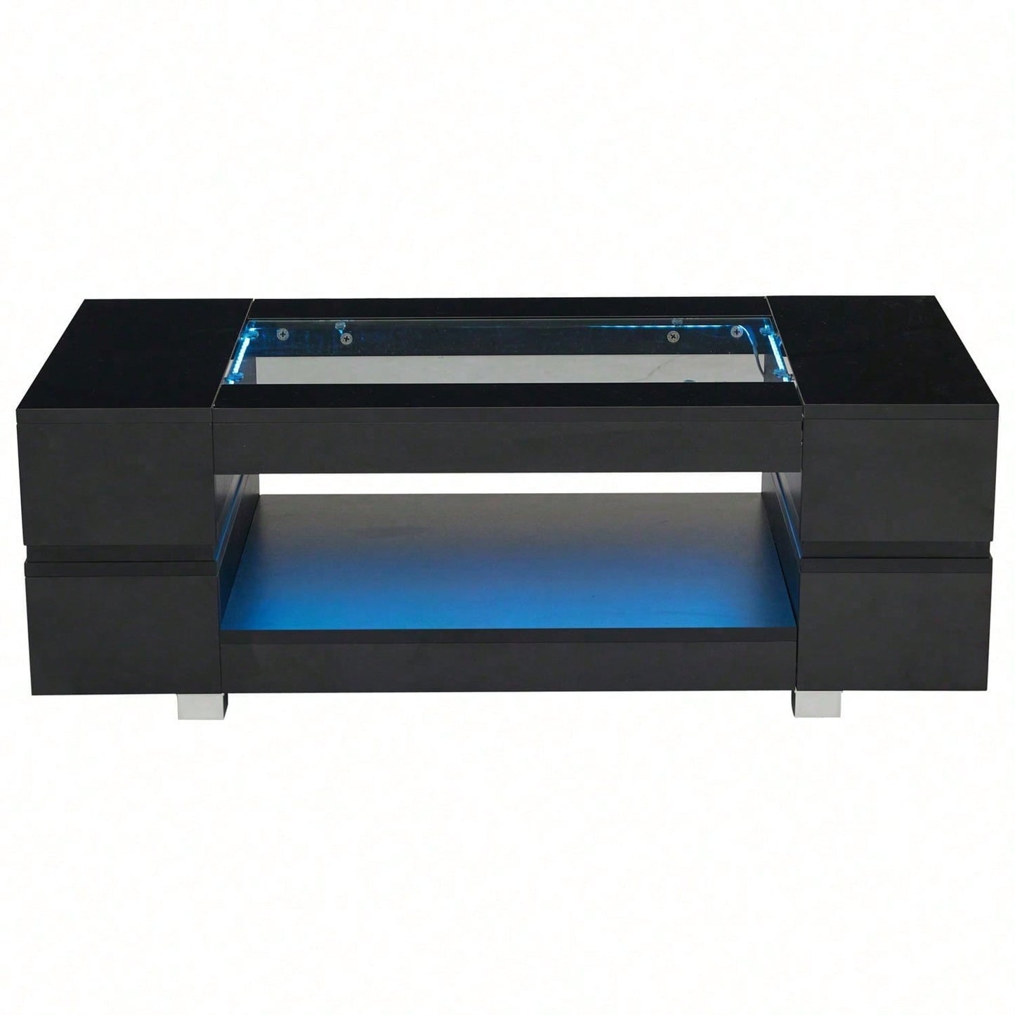 Weißer LED-Couchtisch mit Bluetooth-App-Steuerung, Kaffeetisch, Sofatisch, Wohnzimmertisch, geeignet für Party, Büro, Wohnzimmer