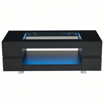 Weißer LED-Couchtisch mit Bluetooth-App-Steuerung, Kaffeetisch, Sofatisch, Wohnzimmertisch, geeignet für Party, Büro, Wohnzimmer
