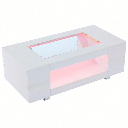 Weißer LED-Couchtisch mit Bluetooth-App-Steuerung, Kaffeetisch, Sofatisch, Wohnzimmertisch, geeignet für Party, Büro, Wohnzimmer