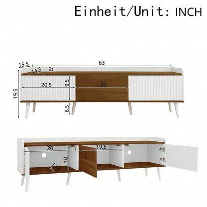 TV-Schrank 160*39*49,5 cm - Dreitüriger Unterschrank in Schwarz/Holzoptik - Kompaktes TV-Möbel mit natürlichem Finish - Stilvolles Lowboard für Wohnzimmer