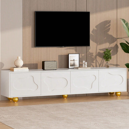 Cartoon-Fernsehschrank 180*40*45 cm in Wolkenform - Niedliches Lowboard mit 2 Schränken & 5 Beinen - TV-Entertainment-Center für bis zu 75-Zoll (60 kg Tragkraft)