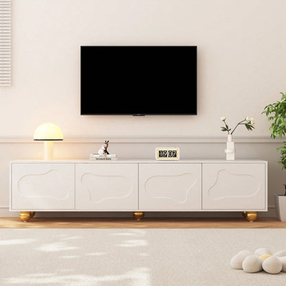Cartoon-Fernsehschrank 180*40*45 cm in Wolkenform - Niedliches Lowboard mit 2 Schränken & 5 Beinen - TV-Entertainment-Center für bis zu 75-Zoll (60 kg Tragkraft)