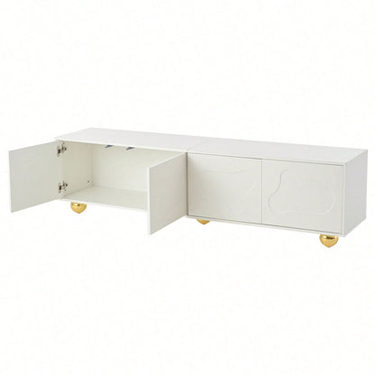 Cartoon-Fernsehschrank 180*40*45 cm in Wolkenform - Niedliches Lowboard mit 2 Schränken & 5 Beinen - TV-Entertainment-Center für bis zu 75-Zoll (60 kg Tragkraft)