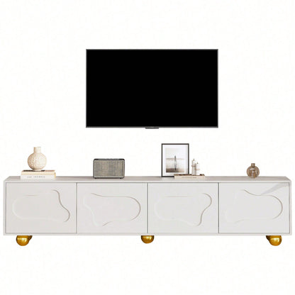 Cartoon-Fernsehschrank 180*40*45 cm in Wolkenform - Niedliches Lowboard mit 2 Schränken & 5 Beinen - TV-Entertainment-Center für bis zu 75-Zoll (60 kg Tragkraft)