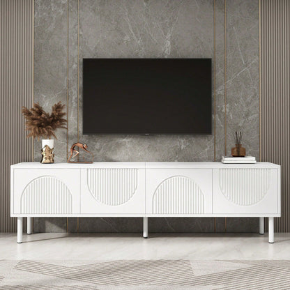 TV-Lowboard 180 cm Breite mit Stauraum - Modernes Medienboard in minimalistischem Design mit matter Oberfläche & integriertem Kabelmanagement - Für Wohnzimmer, Schlafzimmer oder Flur (Hochwertige TV-Konsole)
