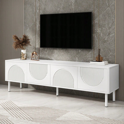 TV-Lowboard 180 cm Breite mit Stauraum - Modernes Medienboard in minimalistischem Design mit matter Oberfläche & integriertem Kabelmanagement - Für Wohnzimmer, Schlafzimmer oder Flur (Hochwertige TV-Konsole)