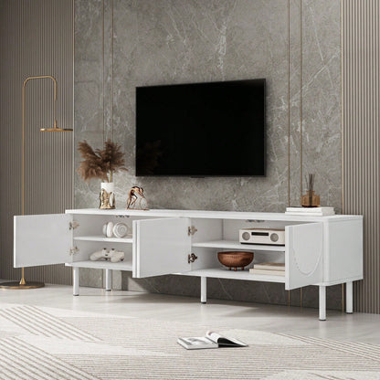 TV-Lowboard 180 cm Breite mit Stauraum - Modernes Medienboard in minimalistischem Design mit matter Oberfläche & integriertem Kabelmanagement - Für Wohnzimmer, Schlafzimmer oder Flur (Hochwertige TV-Konsole)