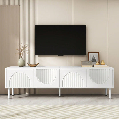 TV-Lowboard 180 cm Breite mit Stauraum - Modernes Medienboard in minimalistischem Design mit matter Oberfläche & integriertem Kabelmanagement - Für Wohnzimmer, Schlafzimmer oder Flur (Hochwertige TV-Konsole)