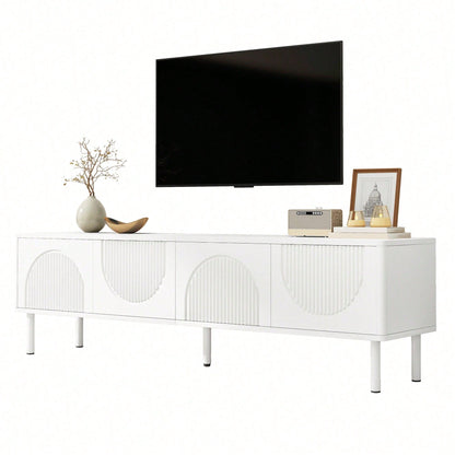 TV-Lowboard 180 cm Breite mit Stauraum - Modernes Medienboard in minimalistischem Design mit matter Oberfläche & integriertem Kabelmanagement - Für Wohnzimmer, Schlafzimmer oder Flur (Hochwertige TV-Konsole)