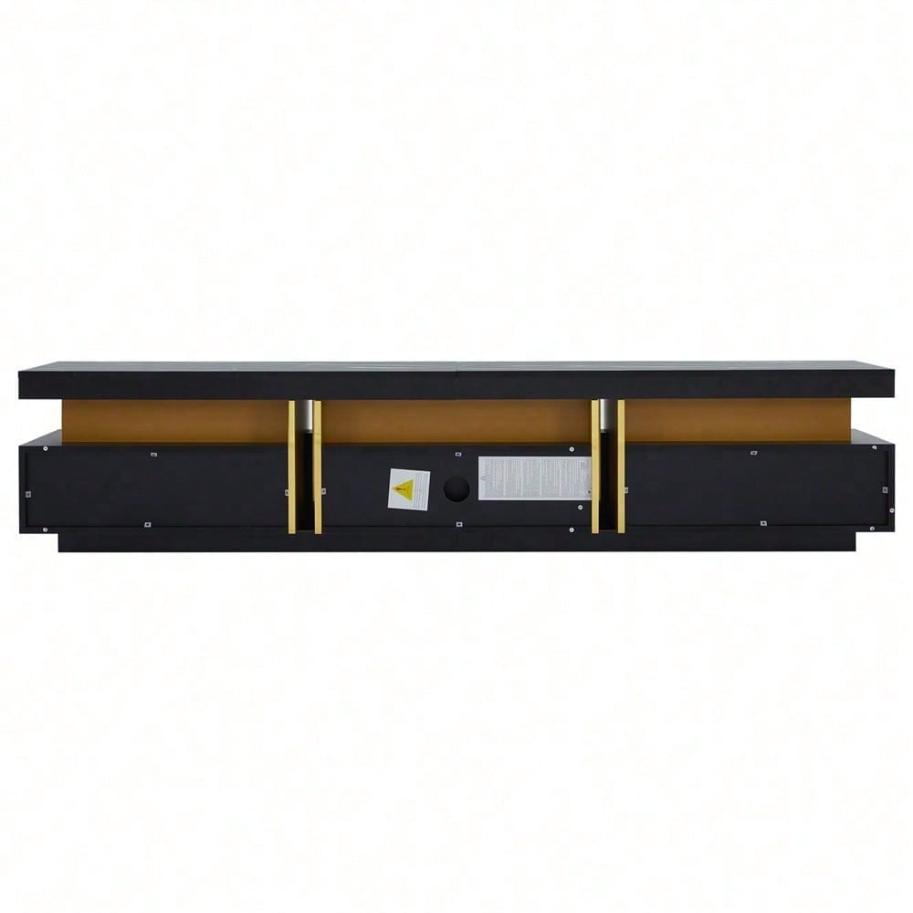 Moderner Lowboard TV-Schrank mit Marmor-Optik, TV-Board, TV-Kommode, 200 x 40 x 42 cm – Für Fernseher bis 90 Zoll, Drei Schubladen und 1 Kabelmanagement