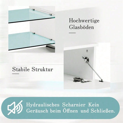Stilvoller weißer Hochglanz-TV-Schrank - 1,4 Meter lang, 16-farbige LED-Beleuchtung, 60 Zoll TV-Fläche - ein Möbelstück, das Eleganz und Funktionalität vereint