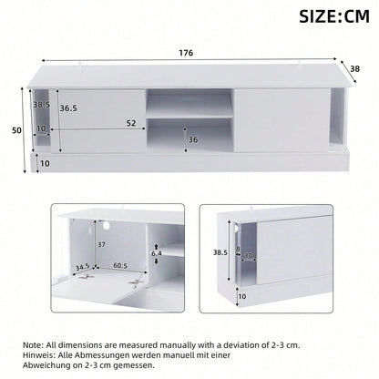Weißer Hochglanz-TV-Schrank, geeignet für Fernseher bis 70 Zoll, bodenstehender TV-Ständer, Wohnzimmer-TV-Schrank mit LED-Aufbewahrungsfunktion