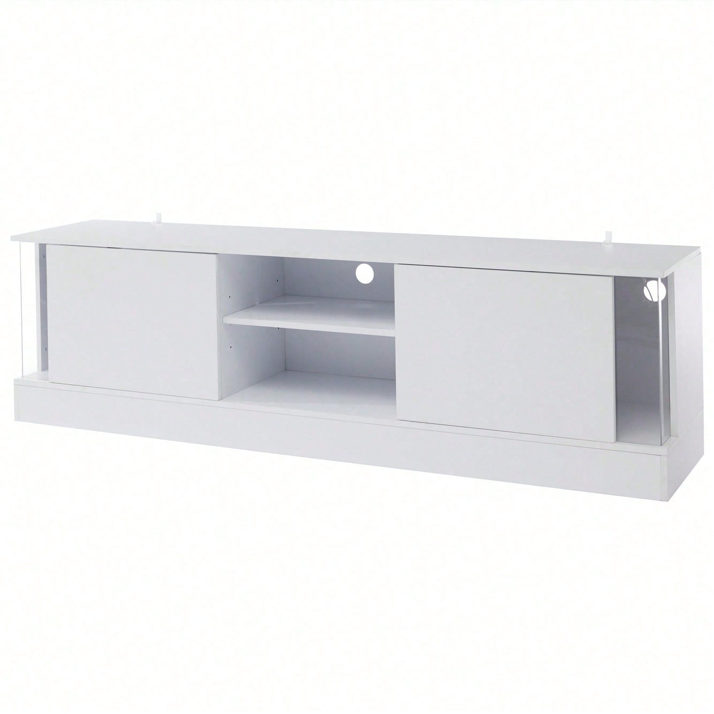 Weißer Hochglanz-TV-Schrank, geeignet für Fernseher bis 70 Zoll, bodenstehender TV-Ständer, Wohnzimmer-TV-Schrank mit LED-Aufbewahrungsfunktion