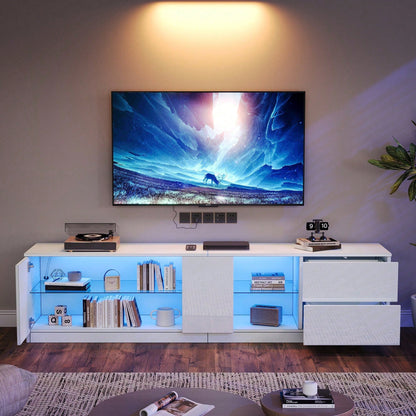 160 x 40 x 52 cm TV-Ständer, Hochglanz-Kommode, Sideboards mit LED-Beleuchtung, Lowboards passend für 65" Fernseher, geeignet für Wohnzimmer und Schlafzimmer