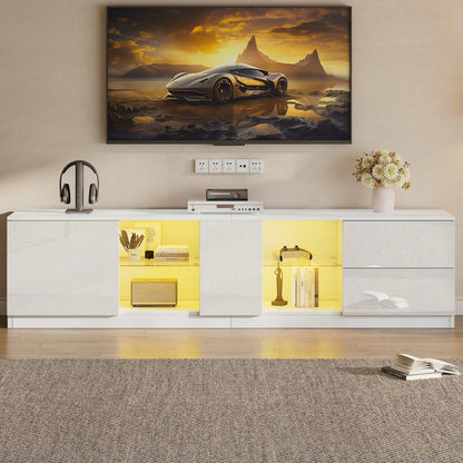 160 x 40 x 52 cm TV-Ständer, Hochglanz-Kommode, Sideboards mit LED-Beleuchtung, Lowboards passend für 65" Fernseher, geeignet für Wohnzimmer und Schlafzimmer