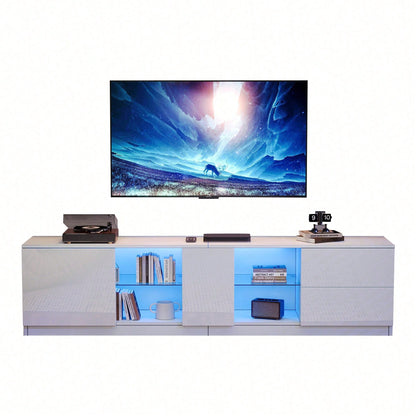 160 x 40 x 52 cm TV-Ständer, Hochglanz-Kommode, Sideboards mit LED-Beleuchtung, Lowboards passend für 65" Fernseher, geeignet für Wohnzimmer und Schlafzimmer