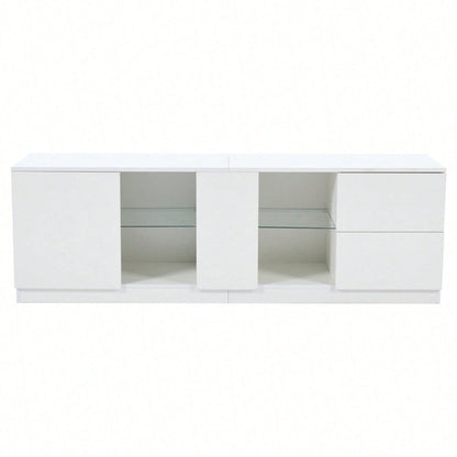 160 x 40 x 52 cm TV-Ständer, Hochglanz-Kommode, Sideboards mit LED-Beleuchtung, Lowboards passend für 65" Fernseher, geeignet für Wohnzimmer und Schlafzimmer