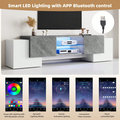 180 * 40 * 46.5cm einfacher weißer und grauer TV-Schrank, Lowboard TV Schrank geeignet für Wohnzimmer-TV-Schränke mit 60/65/70-Zoll-Fernsehern