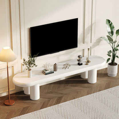Weißer 160 x 40 x 40 cm großer TV-Schrank, moderner TV-Tisch im minimalistischen Stil mit 4 stabilen Stützbeinen, geeignet für Fernseher bis zu 65 Zoll