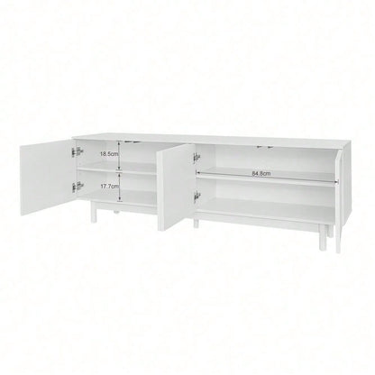 Moderner weiß TV-Schrank – 175 x 38 x 56 cm, verstellbare Einlegeplatten, Leichte Lowboard-TV-Möbel im Luxusstil