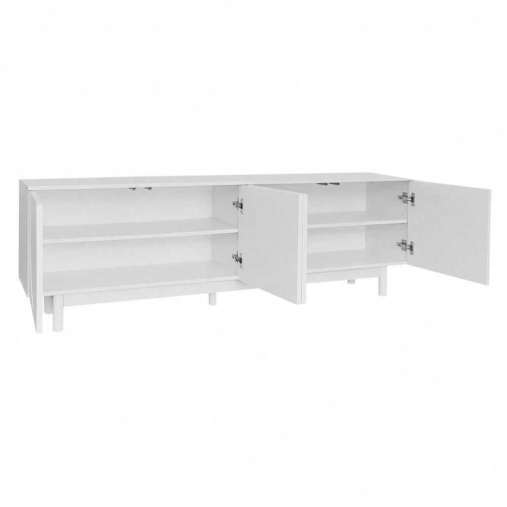 Moderner weiß TV-Schrank – 175 x 38 x 56 cm, verstellbare Einlegeplatten, Leichte Lowboard-TV-Möbel im Luxusstil