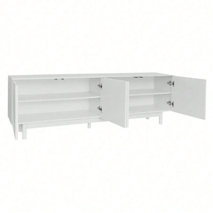 Moderner weiß TV-Schrank – 175 x 38 x 56 cm, verstellbare Einlegeplatten, Leichte Lowboard-TV-Möbel im Luxusstil