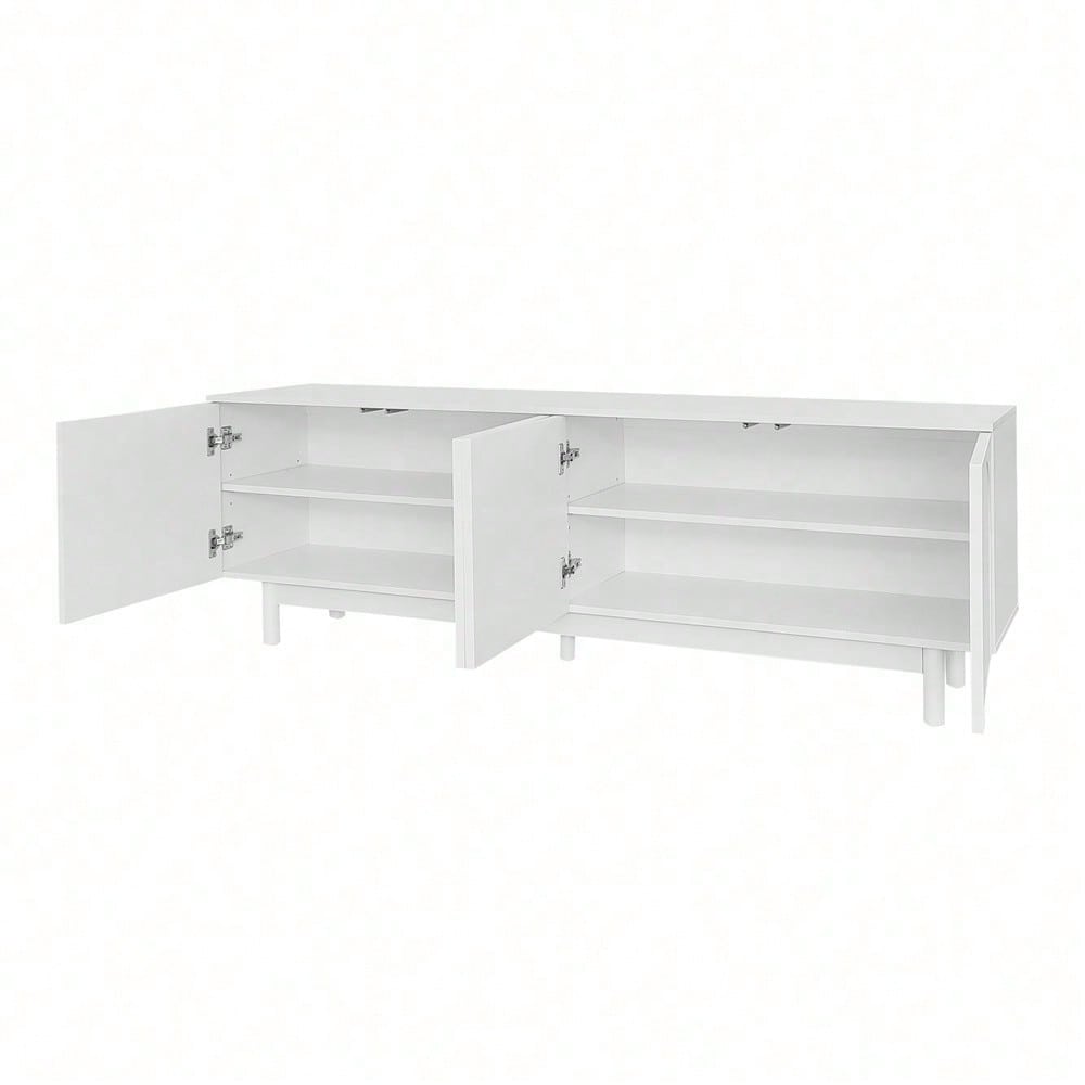 Moderner weiß TV-Schrank – 175 x 38 x 56 cm, verstellbare Einlegeplatten, Leichte Lowboard-TV-Möbel im Luxusstil