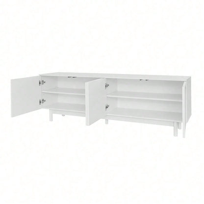 Moderner weiß TV-Schrank – 175 x 38 x 56 cm, verstellbare Einlegeplatten, Leichte Lowboard-TV-Möbel im Luxusstil