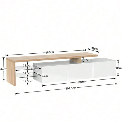 Modernes TV-Schrank-Design: Stilvolle Eleganz, praktischer Stauraum, Hochglanzweiß, Holzoptik, Glasböden, LED-Beleuchtung