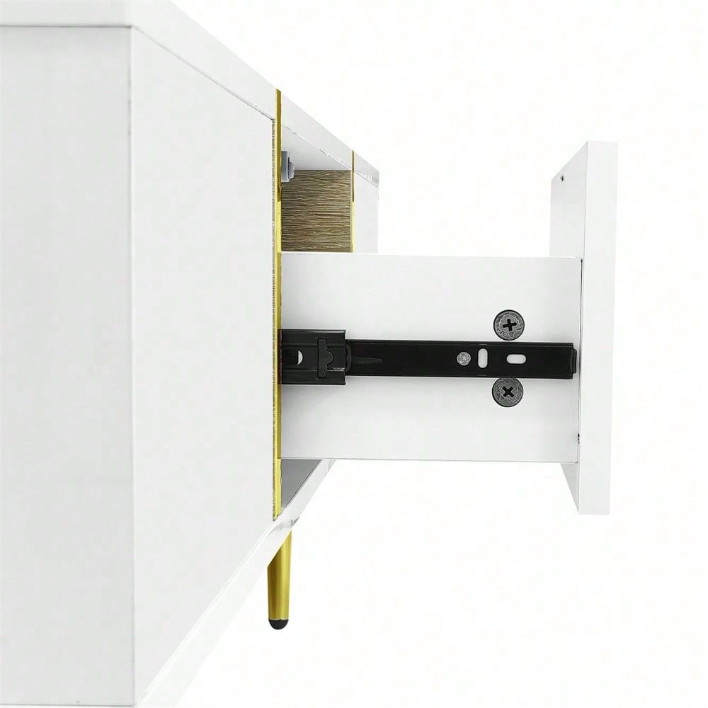Weißer Couchtisch mit Hochglanz, modern und schlicht, mit 2 Schubladen