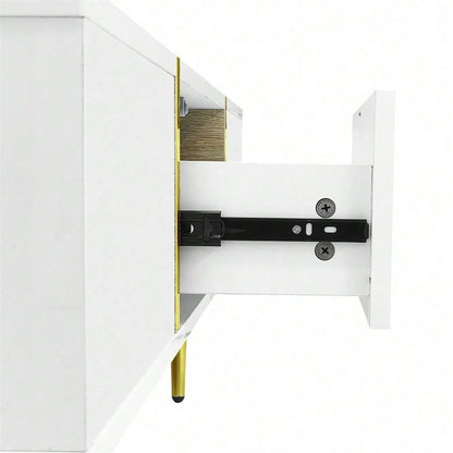 Weißer Couchtisch mit Hochglanz, modern und schlicht, mit 2 Schubladen