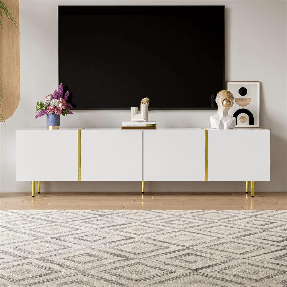 Hochglanz-TV-Schrank mit vier Türen, modern und schlicht, in Weiß