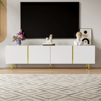 Hochglanz-TV-Schrank mit vier Türen, modern und schlicht, in Weiß