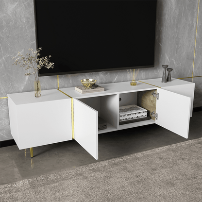 Hochglanz-TV-Schrank mit vier Türen, modern und schlicht, in Weiß