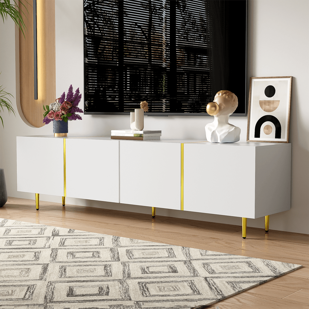 Hochglanz-TV-Schrank mit vier Türen, modern und schlicht, in Weiß