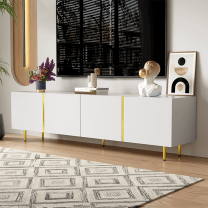 Hochglanz-TV-Schrank mit vier Türen, modern und schlicht, in Weiß