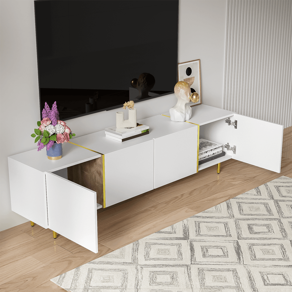 Hochglanz-TV-Schrank mit vier Türen, modern und schlicht, in Weiß