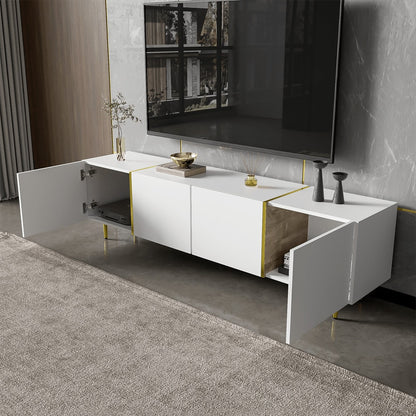 Hochglanz-TV-Schrank mit vier Türen, modern und schlicht, in Weiß
