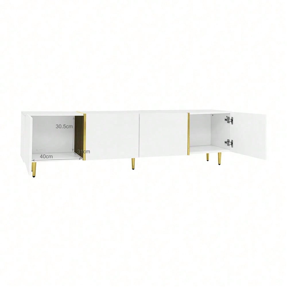 Hochglanz-TV-Schrank mit vier Türen, modern und schlicht, in Weiß