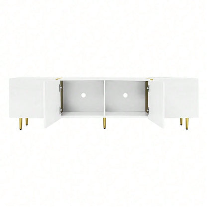 Hochglanz-TV-Schrank mit vier Türen, modern und schlicht, in Weiß