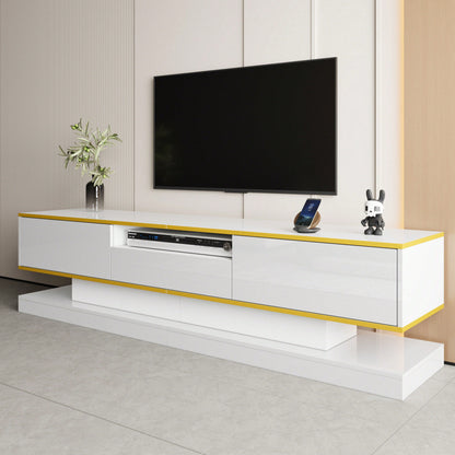 Moderner TV-Schrank mit drei Schubladen und einem offenen Fach - Hochglanz mit farbwechselnden LED-Leuchten, 180*38*45cm