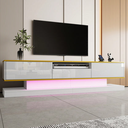 Moderner TV-Schrank mit drei Schubladen und einem offenen Fach - Hochglanz mit farbwechselnden LED-Leuchten, 180*38*45cm