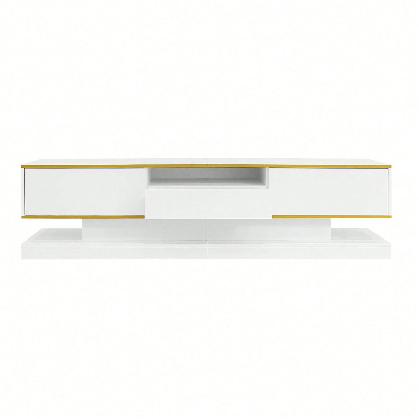 Moderner TV-Schrank mit drei Schubladen und einem offenen Fach - Hochglanz mit farbwechselnden LED-Leuchten, 180*38*45cm