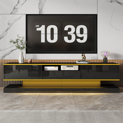 Moderner TV-Schrank mit drei Schubladen und einem offenen Fach - Hochglanz mit farbwechselnden LED-Leuchten, 180*38*45cm