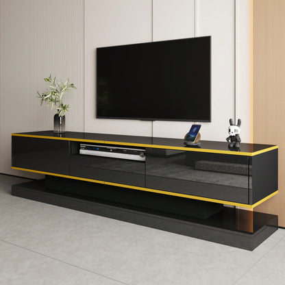 Moderner TV-Schrank mit drei Schubladen und einem offenen Fach - Hochglanz mit farbwechselnden LED-Leuchten, 180*38*45cm