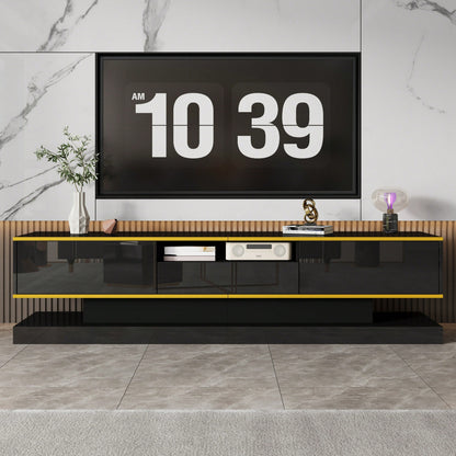 Moderner TV-Schrank mit drei Schubladen und einem offenen Fach - Hochglanz mit farbwechselnden LED-Leuchten, 180*38*45cm