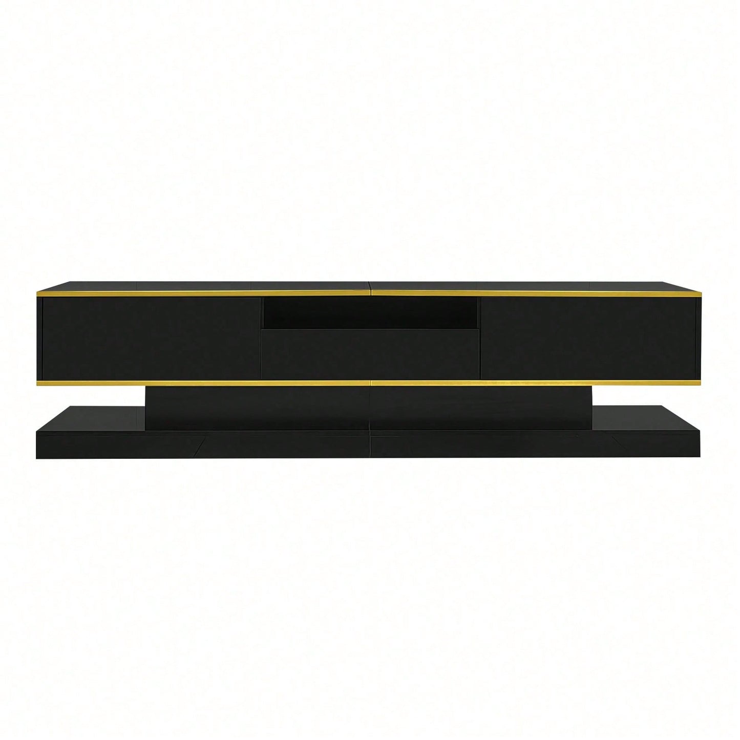Moderner TV-Schrank mit drei Schubladen und einem offenen Fach - Hochglanz mit farbwechselnden LED-Leuchten, 180*38*45cm