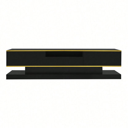 Moderner TV-Schrank mit drei Schubladen und einem offenen Fach - Hochglanz mit farbwechselnden LED-Leuchten, 180*38*45cm