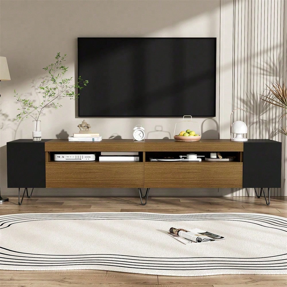Moderner TV-Schrank, Weiß und Holzoptik – Länge 180 cm
